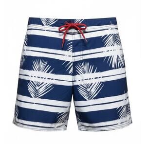 ands' End Men's Large Board Shorts Swim Trunks White and Blue